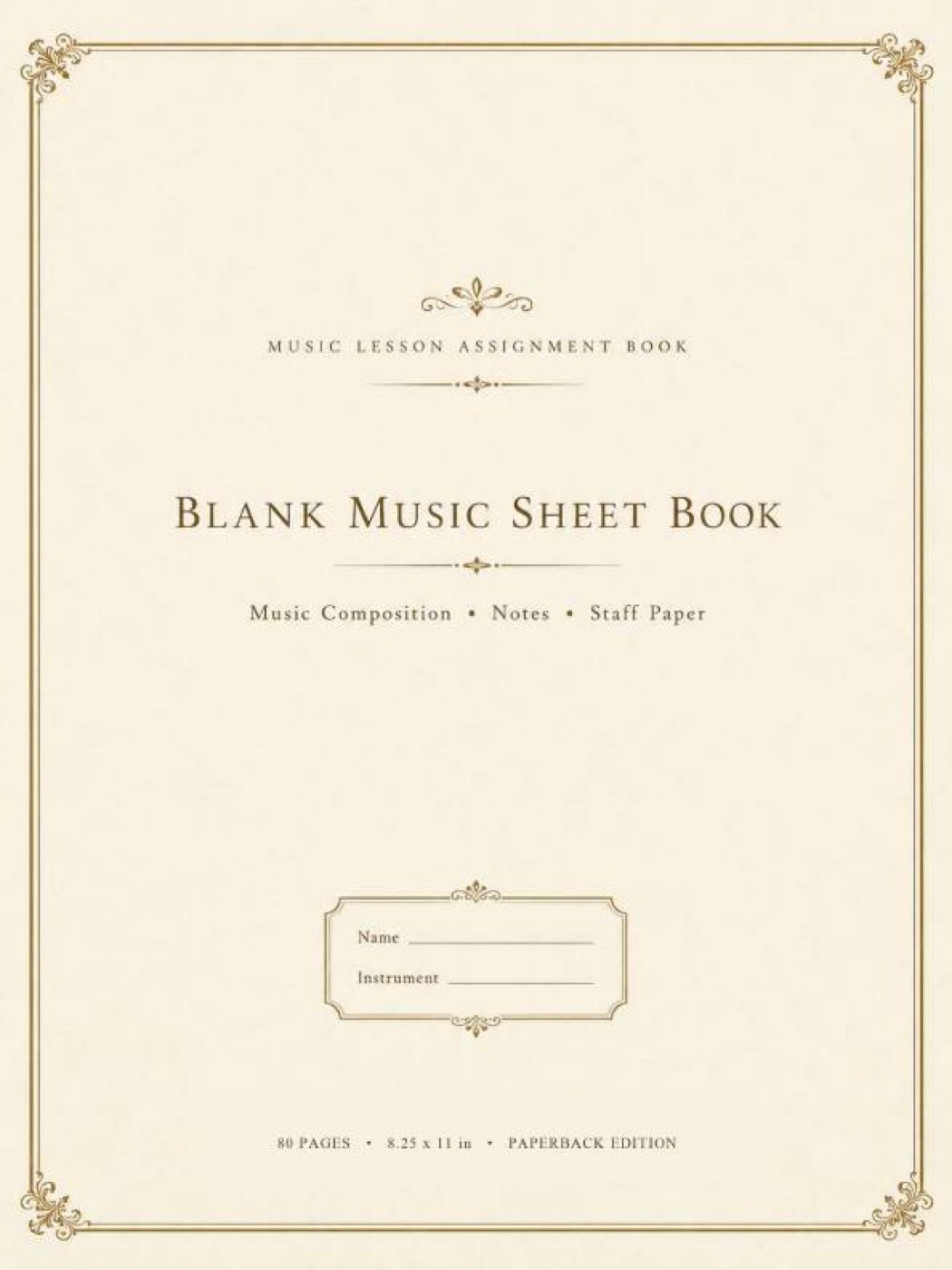 Ivory vintage-style Blank Music Sheet Book cover