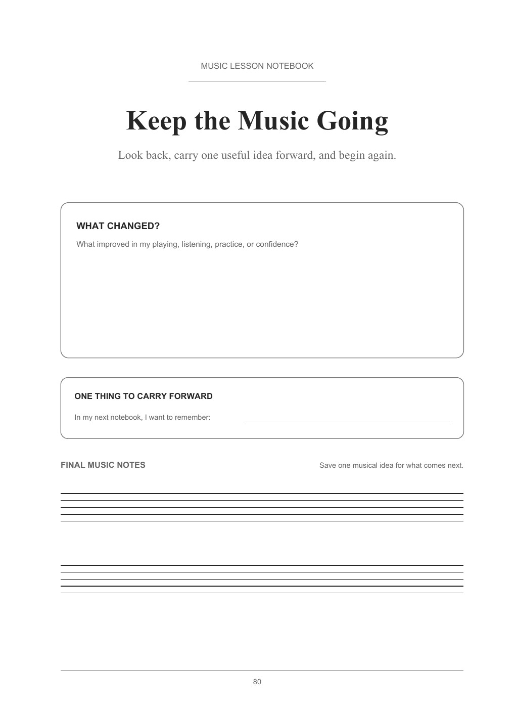 Full closing reflection and music-notes page