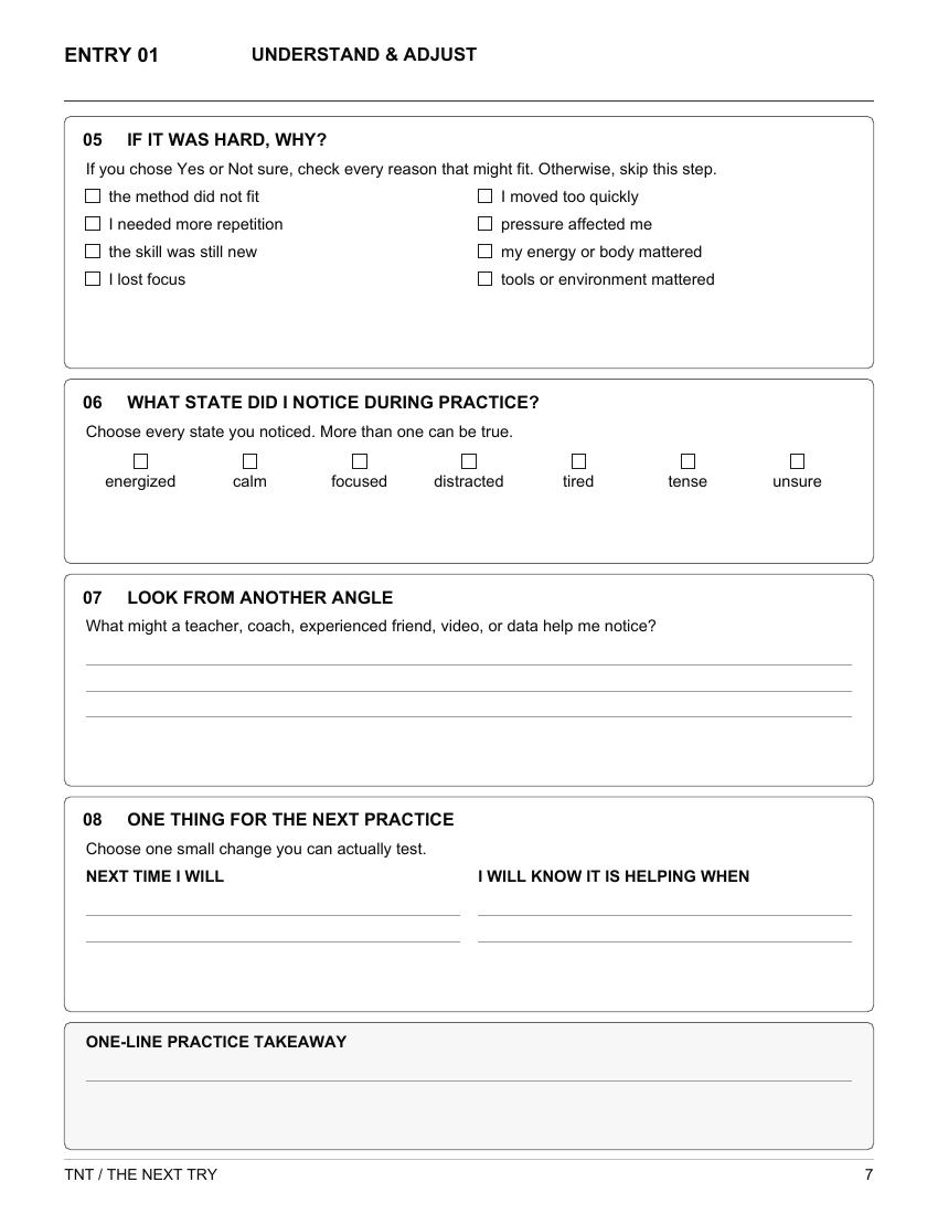 Current English edition: Understand & Adjust — first entry, right page