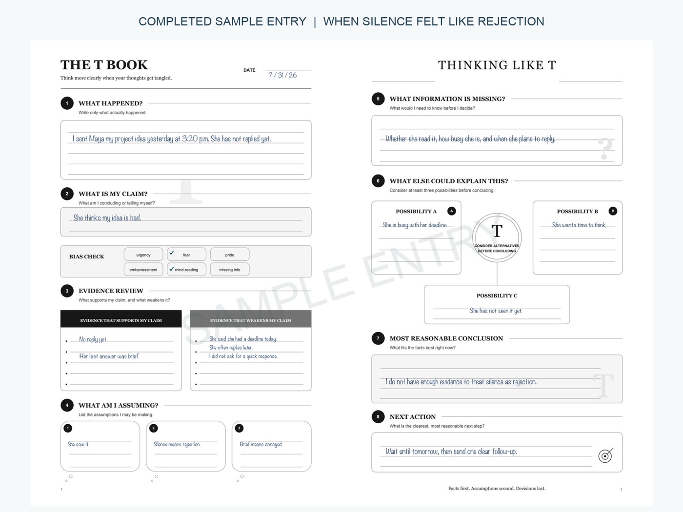 Completed sample entry